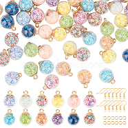 DIY Globe Dangle Earring Making Kits, Including Transparent Glass Globe Pendants, Sequins Beads inside, Brass Earring Hooks & Jump Rings, Round, Mixed Color, Pendants: 21x16mm, Hole: 2.8mm, 12 colors, 6pcs/color, 72pcs/box(DIY-PH0013-06G)