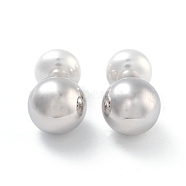 304 Stainless Steel Stud Earrings, with Plastic Beads, Jewelry for Women, Round, Stainless Steel Color, 27x16mm(EJEW-K281-13P)