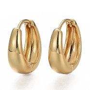 Brass Chunky Small Huggie Hoop Earrings for Women, Hypoallergenic Hinged Hoop Earrings, Real 18K Gold Plated, 3 Gauge, 17x6mm, Pin: 1mm(EJEW-SZ0001-47)