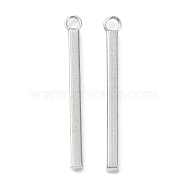 304 Stainless Steel Pendants, Bar Charm, Stainless Steel Color, 27.5x2x2mm, Hole: 2mm(STAS-P327-09C-P)