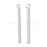 Non-Tarnish 304 Stainless Steel Pendants, Bar Charm, Stainless Steel Color, 27.5x2x2mm, Hole: 2mm(STAS-P327-09C-P)