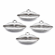 Tibetan Style Alloy Pendants, Cadmium Free & Nickel Free & Lead Free, Lip, Thailand Sterling Silver Plated, 10x20x2.5mm, Hole: 1.8mm(PALLOY-S120-270-NR)