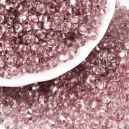 Baking Paint Transparent Glass Seed Beads, Silver Lined, Peanut, Rosy Brown, 5.5~6.5x3.5~4x3~3.5mm, Hole: 1.2~1.4mm, about 4500pcs/pound(SEED-N006-05F)