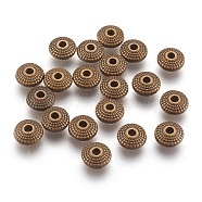 Tibetan Style Alloy Spacer Beads, Flat Round, Lead Free and Cadmium Free, Antique Bronze, 8x4mm, Hole: 1.5mm(MLF0391Y)