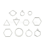 10Pcs Alloy Open Back Bezel Pendants and Links, Filling Accessories, for Epoxy Resin, Resin Jewelry Making, Mixed Shapes, Antique Silver, 10~22x10~22mm(PALLOY-YWC0002-01AS)