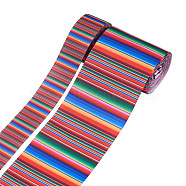 2 Rolls 2 Style Stripe Pattern Printed Polyester Grosgrain Ribbon, for DIY Bowknot Accessories, Mixed Color, 1roll/style(OCOR-TA0001-38B)