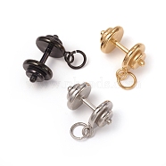 304 Stainless Steel Pendants, Sports Charms, with Jump Ring, Dumbbell, Mixed Color, 22.5x29x16mm, Jump Ring: 10x1.5mm, Inner Diameter: 7mm(STAS-I132-07)