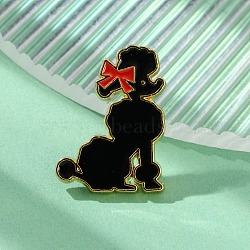 Puppy Dog Enamel Pins, Golden Alloy Brooches for Backpack Clothes, Black, 27.5x20mm(JEWB-M048-05G)