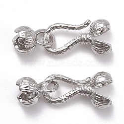 Locking Double Brass Bead Tips, Calotte Ends with Loops, Clamshell Knot Covers, Platinum, 13.5x7mm, Inner Diameter: 5mm, 8x6x5.5mm, Inner Diameter: 4mm(KK-Z018-14P)