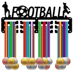 Sports Theme Iron Medal Hanger Holder Display Wall Rack, 3-Line, with Screws, Football, 128x290mm, Hole: 5mm(ODIS-WH0055-088)