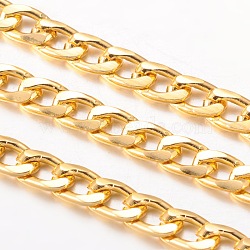 Aluminum Twisted Chains Curb Chains, Unwelded, Lead Free and Nickel Free, Oxidated in Gold, Size: about Chain: 12mm long, 7mm wide, 2mm thick(CHA-K1469-11)