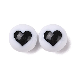 Two-Tone Acrylic Beads, Round, Heart, 15.5x15.5mm, Hole: 2.5mm,217pc/500g(OACR-U003-02C)