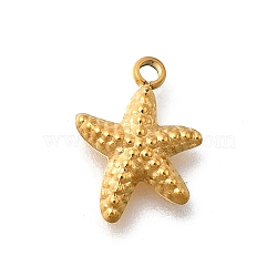 304 Stainless Steel Charms, Real 14K Gold Plated, Starfish, 12x9x2mm, Hole: 1.4mm(STAS-R159-46G-03)