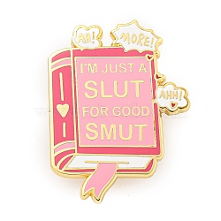 Alloy Enamel Pin Brooch, for Backpack Clothes, Book, Pink, 36x27mm(JEWB-S013-21)