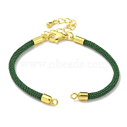 Nylon Cords Bracelet Makings Fit for Connector Charms, with Brass Findings and 304 Stainless Steel Lobster Claw Clasps, Long-Lasting Plated, Green, 6-1/2~6-3/4 inch(16.5~17cm), Hole: 1.8mm(AJEW-P116-02G-08)