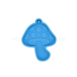 Mushroom DIY Pendant Silicone Molds, for Keychain Making, Resin Casting Molds, For UV Resin, Epoxy Resin Jewelry Making, Dodger Blue, 50x41mm(SIMO-PW0001-344B)