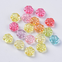 Transparent Acrylic Beads, AB Color Plated, Flower, Mixed Color, 10.5x5.5mm, Hole: 1.8mm, about 1720pcs/500g(TACR-Q270-003)