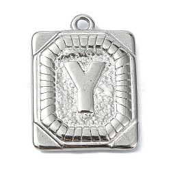 Anti-Tarnish 304 Stainless Steel Pendants, Rectangle with Letter Charm, Letter Y, 24.5x18x3mm, Hole: 1.8mm(STAS-U033-01P-Y)