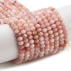 Natural Pink Opal Beads Strands, Faceted, Rondelle, 4x3mm, Hole: 0.8mm, about 135pcs/strand, 14.96''(38cm)(G-G161-B22-01)