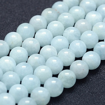 Natural Aquamarine Beads Strands, Grade AB+, Round, 8mm, Hole: 1mm, about 49pcs/strand, 15.5 inch(39.5cm)