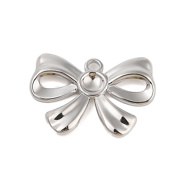 Non-Tarnish 304 Stainless Steel Pendants, Bowknot Charm, Stainless Steel Color, 20x28x3mm, Hole: 2mm