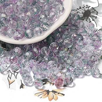 Transparent Colours Glass Round Beads, Round Hole, Faceted, Orchid, 6x5.5mm, Hole: 1.2mm, about 2000pcs/pound