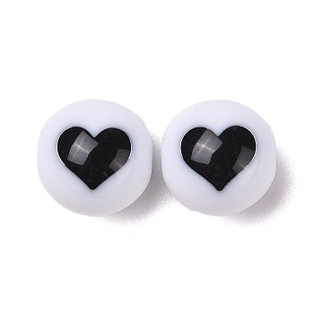 Two-Tone Acrylic Beads, Round, Heart, 15.5x15.5mm, Hole: 2.5mm,217pc/500g