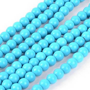 Synthetic Turquoise Beads Strands, Dyed, Round, Deep Sky Blue, 6mm, Hole: 1.2mm, about 67pcs/strand, 15.75 inch