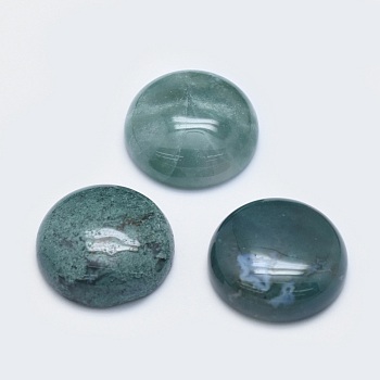 Natural Moss Agate Cabochons, Half Round, 19.5~20x6~7mm