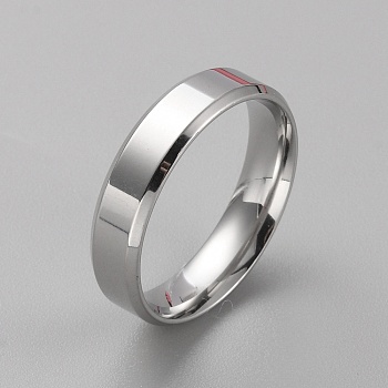 Stainless Steel Simple Plain Band Ring for Men Women, Stainless Steel Color, Inner Diameter: 21.8mm