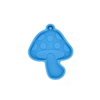 Mushroom DIY Pendant Silicone Molds, for Keychain Making, Resin Casting Molds, For UV Resin, Epoxy Resin Jewelry Making, Dodger Blue, 50x41mm