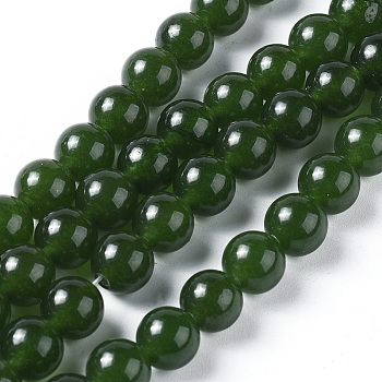 Natural White Jade Beads Strands, Dyed, Imitation Taiwan Jade, Round, 8mm, Hole: 1.2mm, about 47pcs/strand, 15.1 inch(38.5cm)