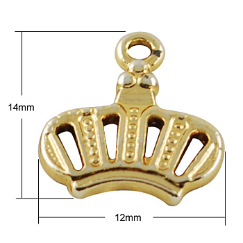 Tibetan Style Alloy Charms, Cadmium Free & Lead Free, Crown, Golden, 14x12x2mm, Hole: 1mm