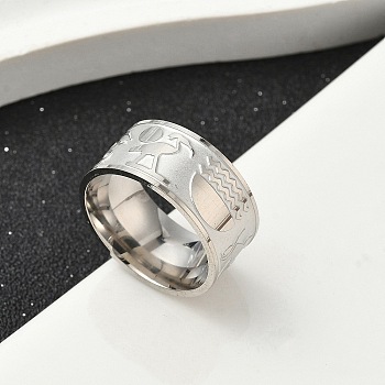 304 Stainless Steel Finger Rings for Women, Ankh Cross Eye of Horus, Stainless Steel Color, 10mm, Inner Diameter: 18mm