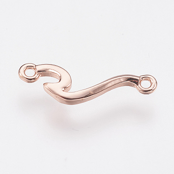 Brass Links connectors, Lead Free & Cadmium Free, Spindrift, Rose Gold, 5.5x16.5x1.5mm, Hole: 1mm