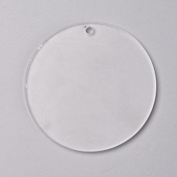 Transparent Blank Acrylic Pendants, for DIY Keychains, Bag Tags, Gift Tags, Christmas Ornaments, Flat Round, Clear, 63.5x2.5mm, Hole: 3.5mm