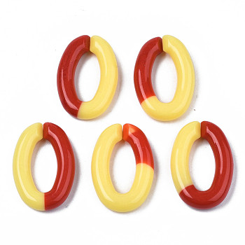 Two Tone Opaque Acrylic Linking Rings, Quick Link Connectors, for Jewelry Curb Chains Making, Oval Ring, FireBrick, 29.5x19.5x5mm, Inner Diameter: 18x8mm