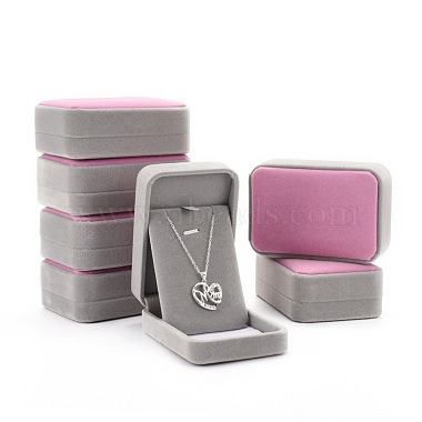 Gray Rectangle Velvet Necklace Box