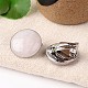 Natural Rose Quartz Dome/Half Round Clip-on Earrings(EJEW-J090-05)-1