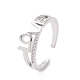 Bague de manchette ouverte avec mot d'amour en zircone cubique claire(RJEW-E072-18P)-1