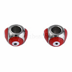 201 Stainless Steel Enamel Beads, Round with Evil Eye, Golden, Stainless Steel Color, Dark Red, 8.5x8.5x6mm, Hole: 3mm(STAS-N087-59-01P)
