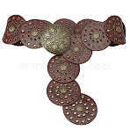Vintage PU Leather Hollow Corset Belts with Disc Alloy Clasps, Antique Bronze, Sienna, 974x90x5.5mm(AJEW-WH20070-089B)
