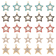 SUPERFINDINGS 50Pcs 5 Style Alloy Crystal Rhinestone Pendants, with Enamel, Star Charms, Mixed Color, 19~24x15~22x1.5~2mm, Hole: 1.8~2.3mm, 10Pcs/style(FIND-FH0007-71)