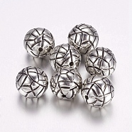 CCB Plastic Beads, Round, Antique Silver, 13.5~14mm, Hole: 1.5mm(CCB-F006-19AS)