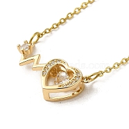 Brass Rhinestone Pendants Necklaes, Stainless Steel Necklaces, Heart, Golden, 17.32 inch(44cm)(NJEW-M210-04G)