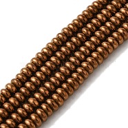 Electroplated Synthetic Non-magnetic Hematite Beads Strands, Rondelle, Coffee Plated, 4x2mm, Hole: 1mm, about 181pcs/strand, 15.94''(40.5cm)(G-I364-I01-02C)