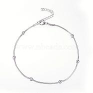 304 Stainless Steel Bracelets, with Lobster Clasps, Snake Chain Bracelets, Stainless Steel Color, 235x1.5mm(9-1/4 inchx1/8 inch)(BJEW-D430-01)
