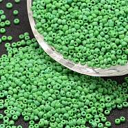 8/0 Glass Seed Beads, Grade A, Round, Opaque Colours, Lime Green, 2.8~3.2mm, Hole: 1.0mm, about 15000pcs/pound(SEED-J014-F8-47)