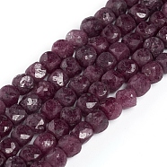 Natural Ruby/Red Corundum Beads Strands, Faceted, Cube, 4~5x4~5x4~5mm, Hole: 0.7mm, about 72~76pcs/strand, 15.55 inch(39.5cm)(G-E560-A06-4mm)
