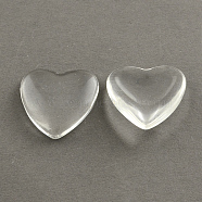 Transparent Glass Heart Cabochons, Clear, 18x18x5mm(GGLA-R021-18mm)